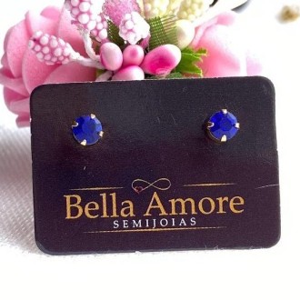 Detalhes do produto Brinco Cristal Azul Folheado a Ouro