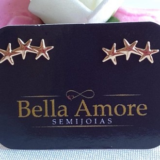 Detalhes do produto Brinco Estrelas Folheado a Ouro