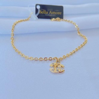 Detalhes do produto Pulseira Pingente Chanel Folheado Ouro 18K