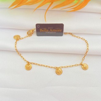 Detalhes do produto Pulseira Medalhinhas AMOR, Folheada a Ouro 18K