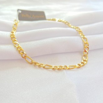 Detalhes do produto Pulseira Masculina 3x1 Folheada a Ouro 18k, 21cm