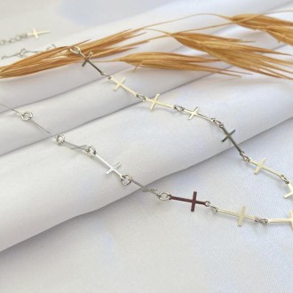 Detalhes do produto Choker Cruz Folheada a Rhodium Branco