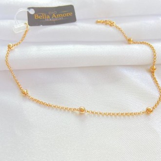 Detalhes do produto Pulseira Bolas 3,5mm Elo Português Folheada a Ouro 18K