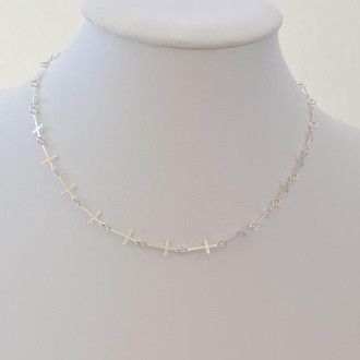 Detalhes do produto Choker Cruz Folheada a Rhodium Branco