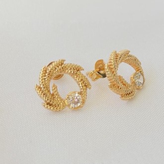 Detalhes do produto Brinco Cravejado com Zircônias Folheado a Ouro 18K