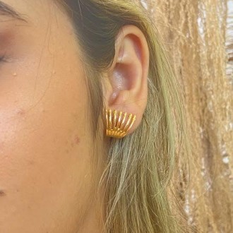 Detalhes do produto Brinco Acabamento Bolinhas Folheado a Ouro 18K