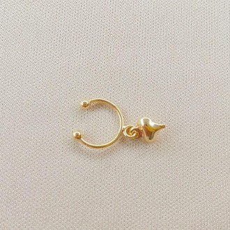 Detalhes do produto Piercing Fake Penduricalho de Coração Folheado a Ouro 18K