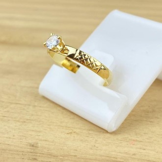 Detalhes do produto Anel Solitário Zircônia 4mm, Folheado a Ouro 18K