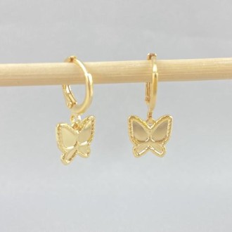 Detalhes do produto Brinco Argola Borboleta Folheado a Ouro 18K