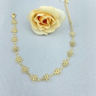 Detalhes do produto Pulseira Flores, Folheado a Ouro 18K