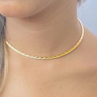 Detalhes do produto Choker Aro Trabalhado Folheada a Ouro 18K