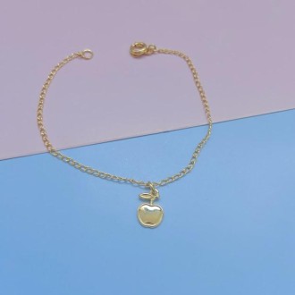 Detalhes do produto Pulseira infantil maçã banhada a ouro 18k