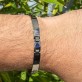 Pulseira Masculina Pedra Azul, Folheado Negro