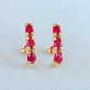 Brinco Ear Hook Zircônias Gota Vermelho Rubi, Folheado a Ouro 18K - Foto 1