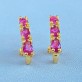 Brinco Ear Hook Zircônias Gota Rosa Fucsia, Folheado a Ouro 18K - Foto 2